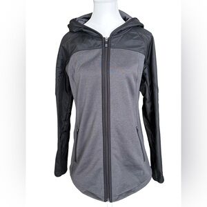The North Face Women’s Grey Black Hybrid Hooded Jacket Fleece Zip Medium